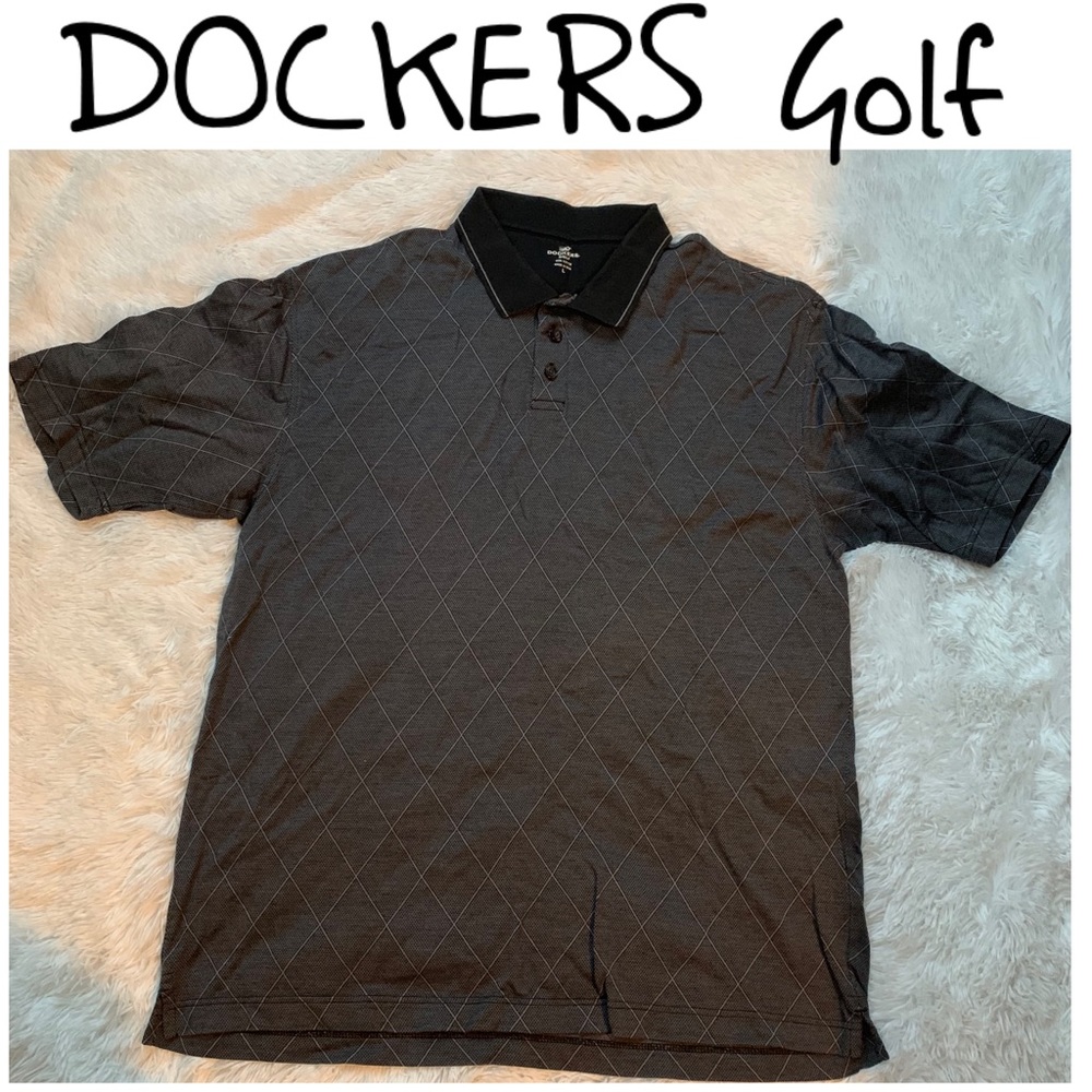 Dockers men golf polo shirt black large gray